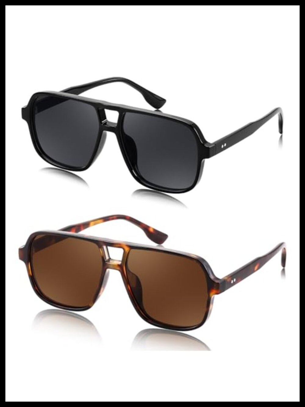 Retro Square Aviator Sunglasses 70s Vintage Plastic Frame UV400